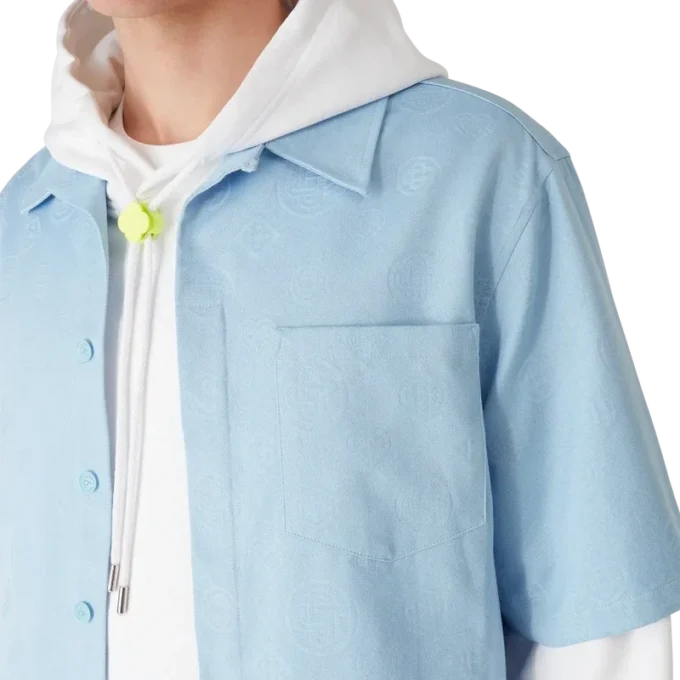 Light Blue Monogram Short Sleeve Shirt Light Blue Monogram Short Sleeve Shirt