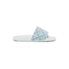 Mens White Monogram Pool Slides Mens White Monogram Pool Slides