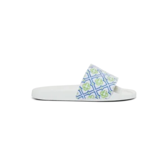 Mens White Monogram Pool Slides