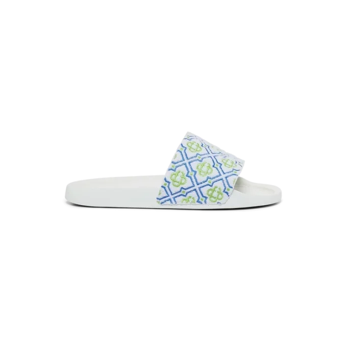 Mens White Monogram Pool Slides Mens White Monogram Pool Slides