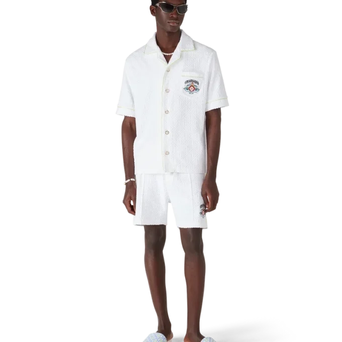 Mens White Monogram Pool Slides Mens White Monogram Pool Slides