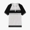 Metallic Mesh Stripe Zip Short Sleeve Polo Shirt Metallic Mesh Stripe Zip Short Sleeve Polo Shirt