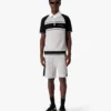 Metallic Mesh Stripe Zip Short Sleeve Polo Shirt Metallic Mesh Stripe Zip Short Sleeve Polo Shirt