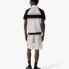 Metallic Mesh Stripe Zip Short Sleeve Polo Shirt Metallic Mesh Stripe Zip Short Sleeve Polo Shirt