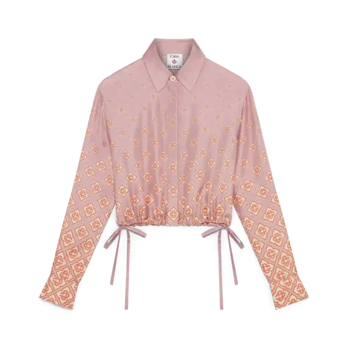 Monogram Degrade Long Sleeve Silk Shirt