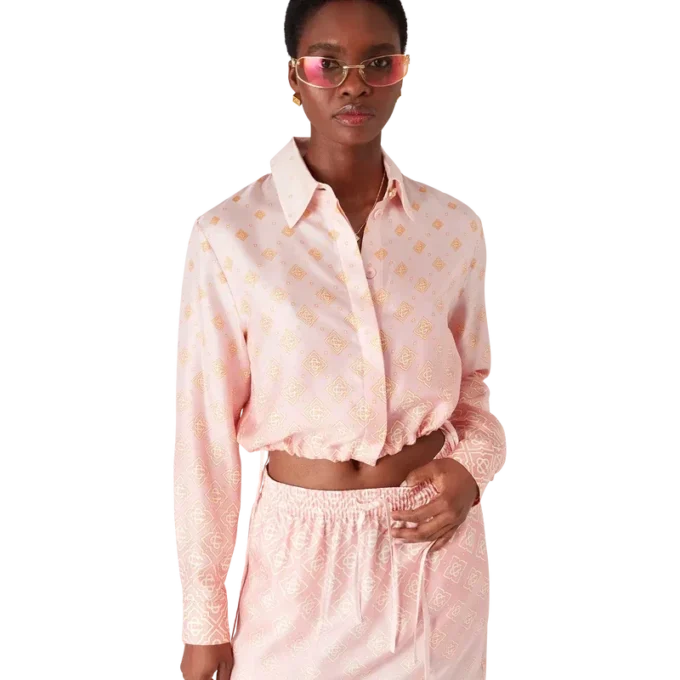 Monogram Degrade Long Sleeve Silk Shirt