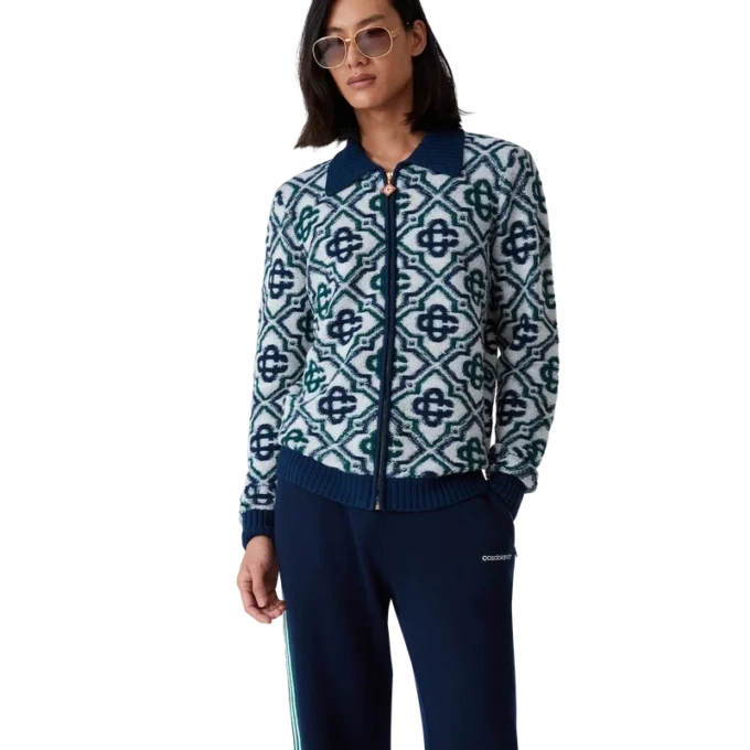 Monogram Knit Zip Jumper