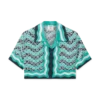 Monogram Wave Cropped Silk Shirt Monogram Wave Cropped Silk Shirt