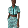 Monogram Wave Cropped Silk Shirt Monogram Wave Cropped Silk Shirt