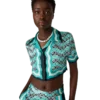 Monogram Wave Cropped Silk Shirt Monogram Wave Cropped Silk Shirt