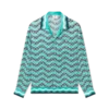 Monogram Wave Long Sleeve Silk Shirt