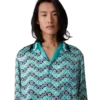 Monogram Wave Long Sleeve Silk Shirt