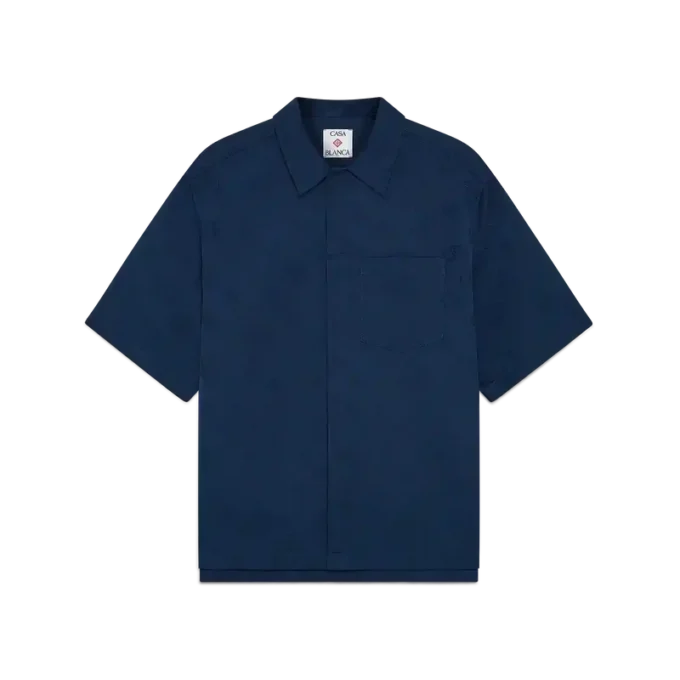 Navy Monogram Short Sleeve Shirt
