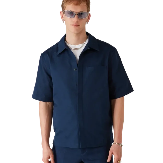 Navy Monogram Short Sleeve Shirt