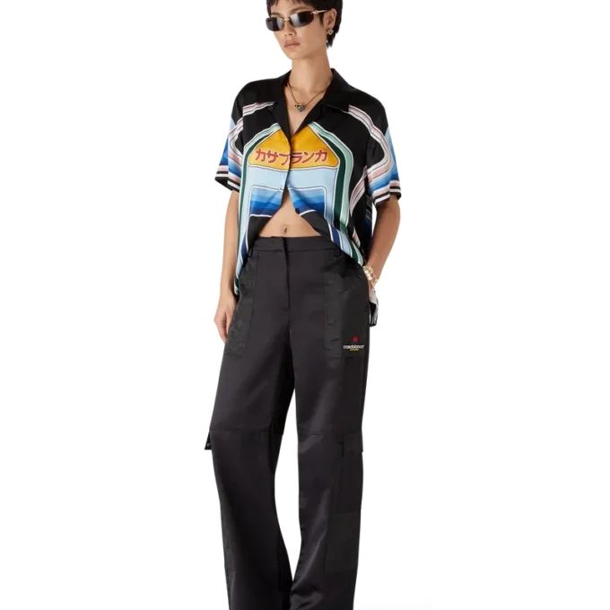 Nylon and Satin Mountain Camo Cargo Trousers