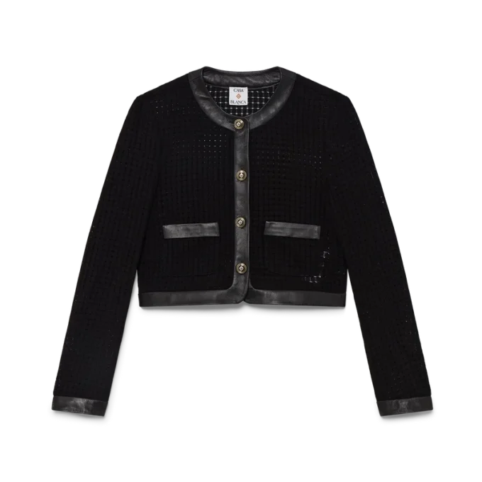Open Weave Cropped Tailored Jacket Open Weave Cropped Tailored Jacket