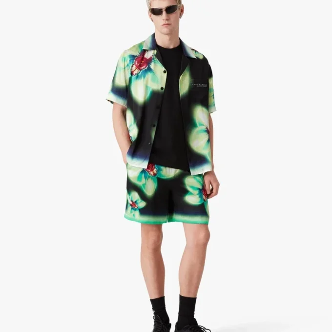 Orchid Glitch Short Sleeve Silk Shirt Orchid Glitch Short Sleeve Silk Shirt