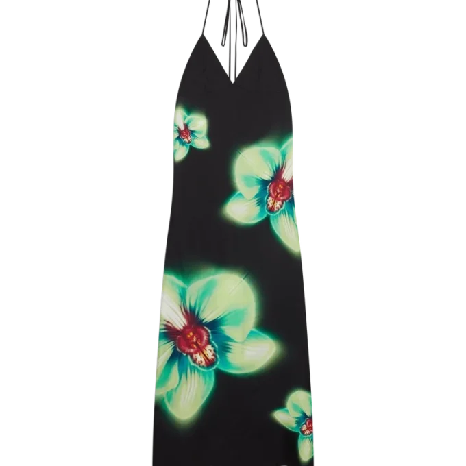 Orchid Glitch Silk Dress