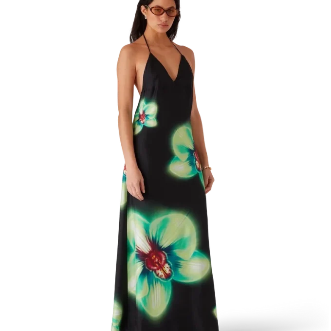 Orchid Glitch Silk Dress