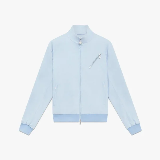 Pale Blue Jacquard Zip Jacket