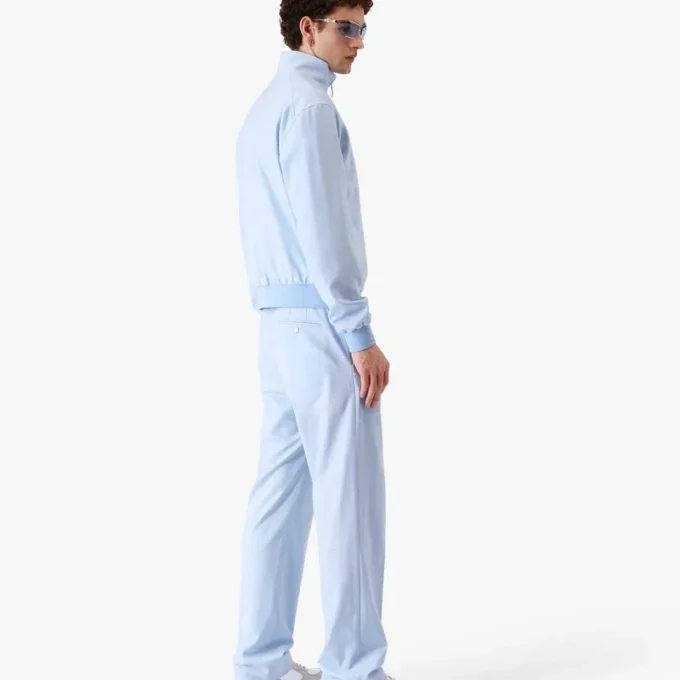 Pale Blue Jacquard Zip Jacket