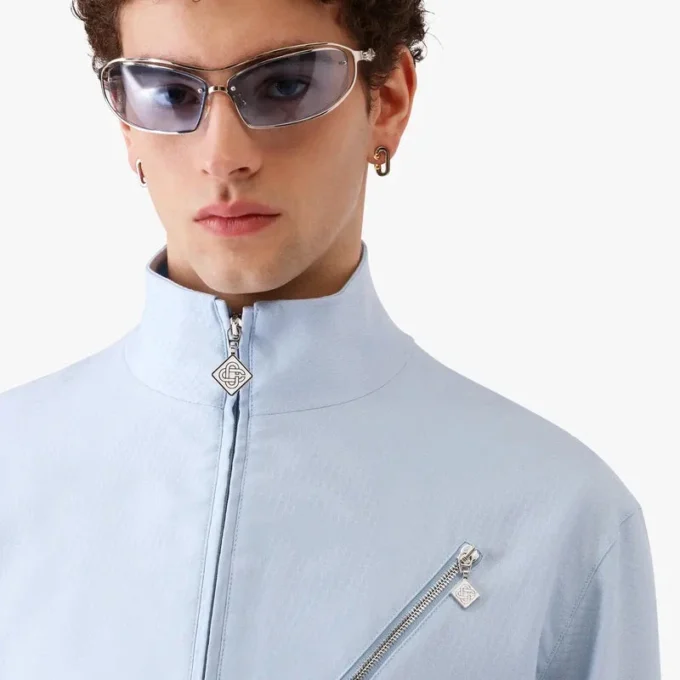 Pale Blue Jacquard Zip Jacket