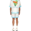 Palm Springs Icon Blue Cuban Collar Silk Shirt