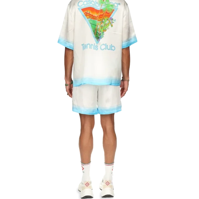 Palm Springs Icon Blue Cuban Collar Silk Shirt