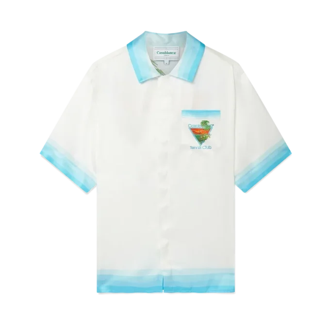 Palm Springs Icon Blue Cuban Collar Silk Shirt