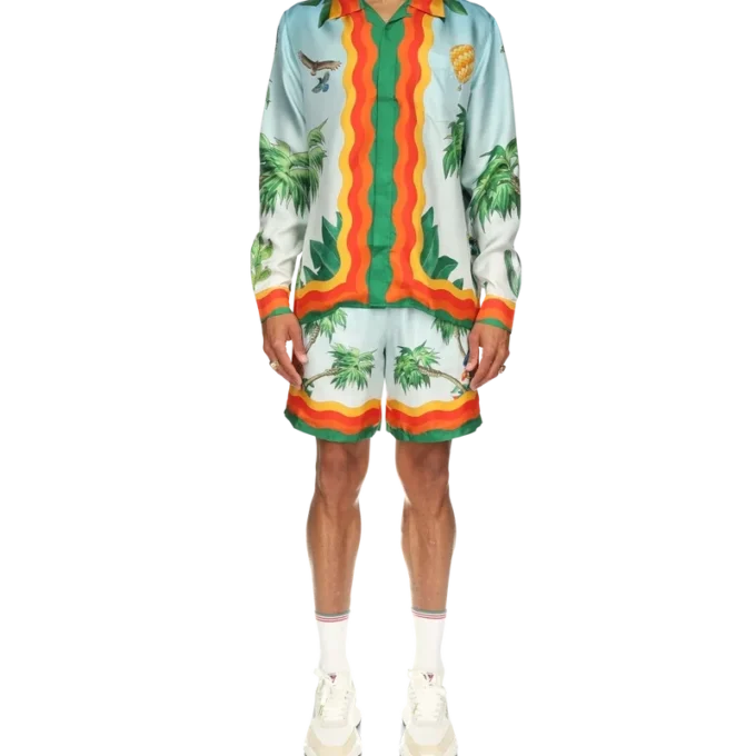 Palm Springs Tennis Club Cuban Collar Silk Shirt