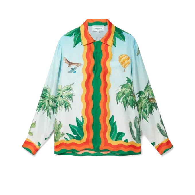 Palm Springs Tennis Club Cuban Collar Silk Shirt