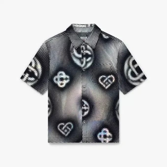 Pearlescent Monogram Short Sleeve Denim Shirt Pearlescent Monogram Short Sleeve Denim Shirt
