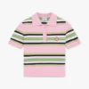 Pink & Green Striped Fitted Polo Shirt Pink & Green Striped Fitted Polo Shirt