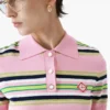 Pink & Green Striped Fitted Polo Shirt Pink & Green Striped Fitted Polo Shirt