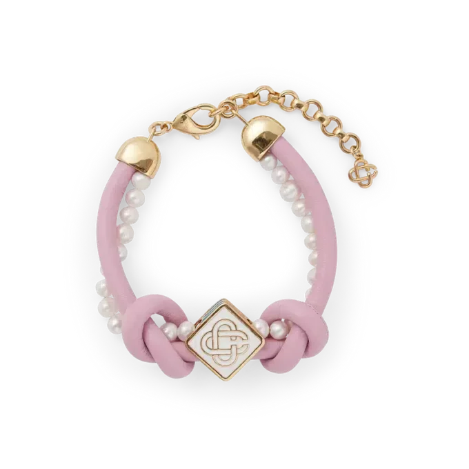 Pink Knotted Pearl Bracelet