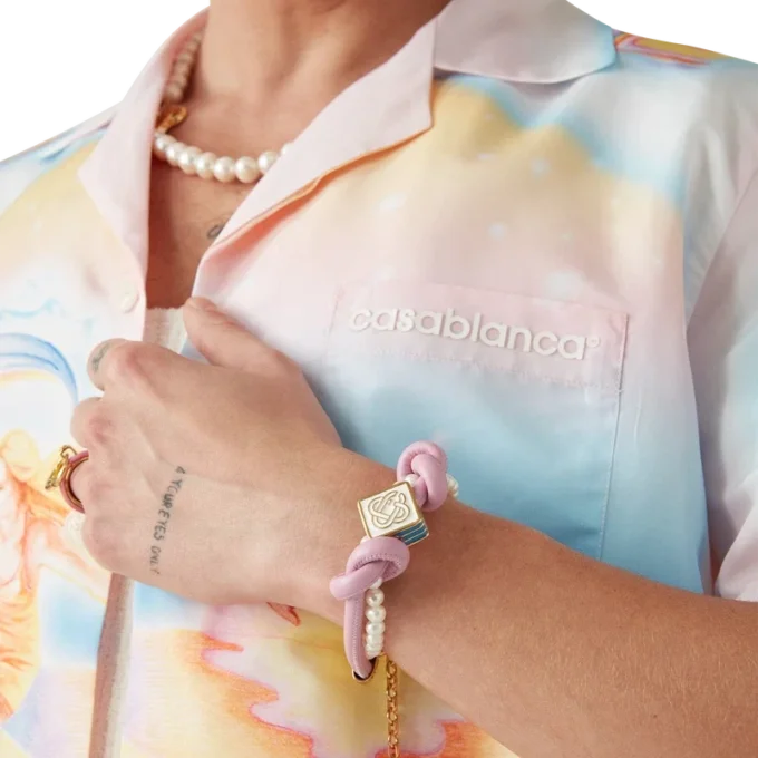 Pink Knotted Pearl Bracelet