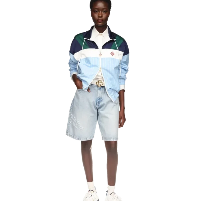 Pinstripe Nylon Track Jacket Pinstripe Nylon Track Jacket