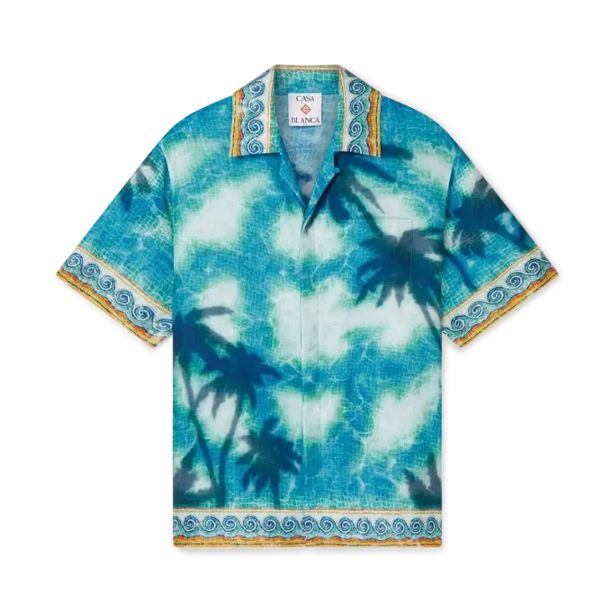 Poolside Emblem Short Sleeve Silk Shirt Poolside Emblem Short Sleeve Silk Shirt
