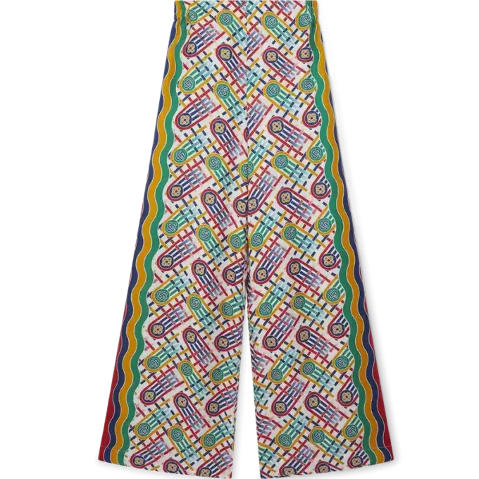 Printed Wide Leg Trousers