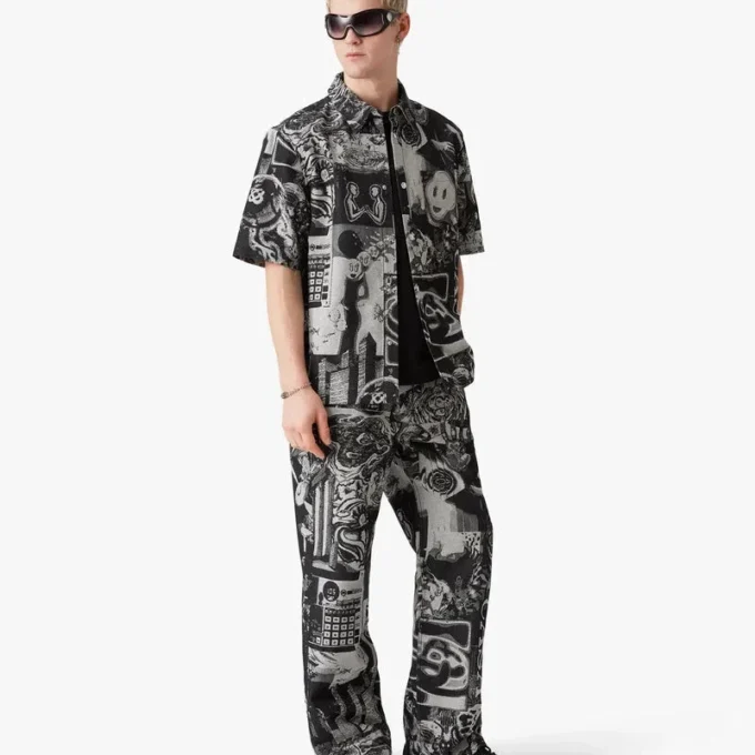 Rave Collage Short Sleeve Denim Shirt Rave Collage Short Sleeve Denim Shirt