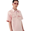 Satin Quarter Zip Short Sleeve Shirt Satin Quarter Zip Short Sleeve Shirt