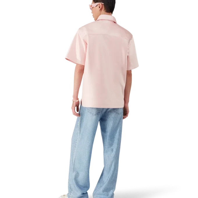 Satin Quarter Zip Short Sleeve Shirt Satin Quarter Zip Short Sleeve Shirt