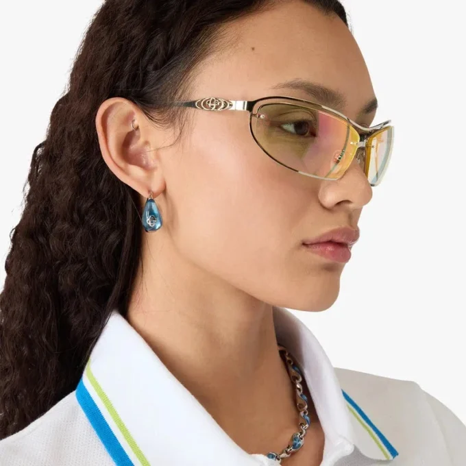Silver & Blue Water Drop Brass Ear Hoops Silver & Blue Water Drop Brass Ear Hoops