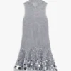 Silver Crochet Mirror Mini Dress