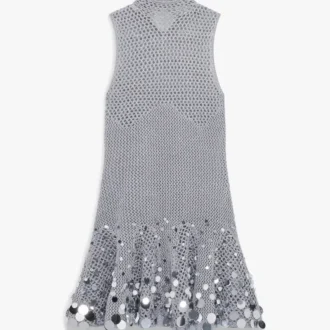 Silver Crochet Mirror Mini Dress