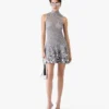 Silver Crochet Mirror Mini Dress