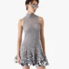 Silver Crochet Mirror Mini Dress