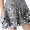 Silver Crochet Mirror Mini Dress