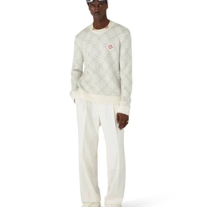 Silver Monogram Mohair Blend Crew Neck