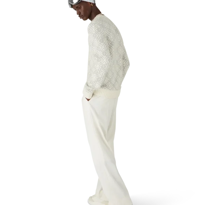 Silver Monogram Mohair Blend Crew Neck